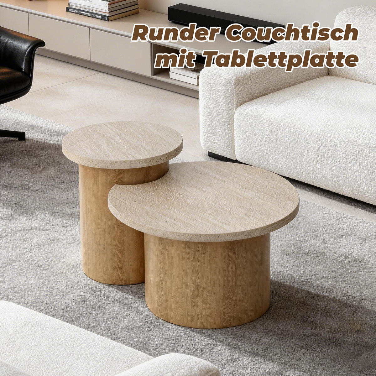 COUCHTISCHE 2er-Set, Holz | B85 x T60 x H47,5 cm - Braun, Holzwerkstoff (60/85/47.5cm) - Hometopia