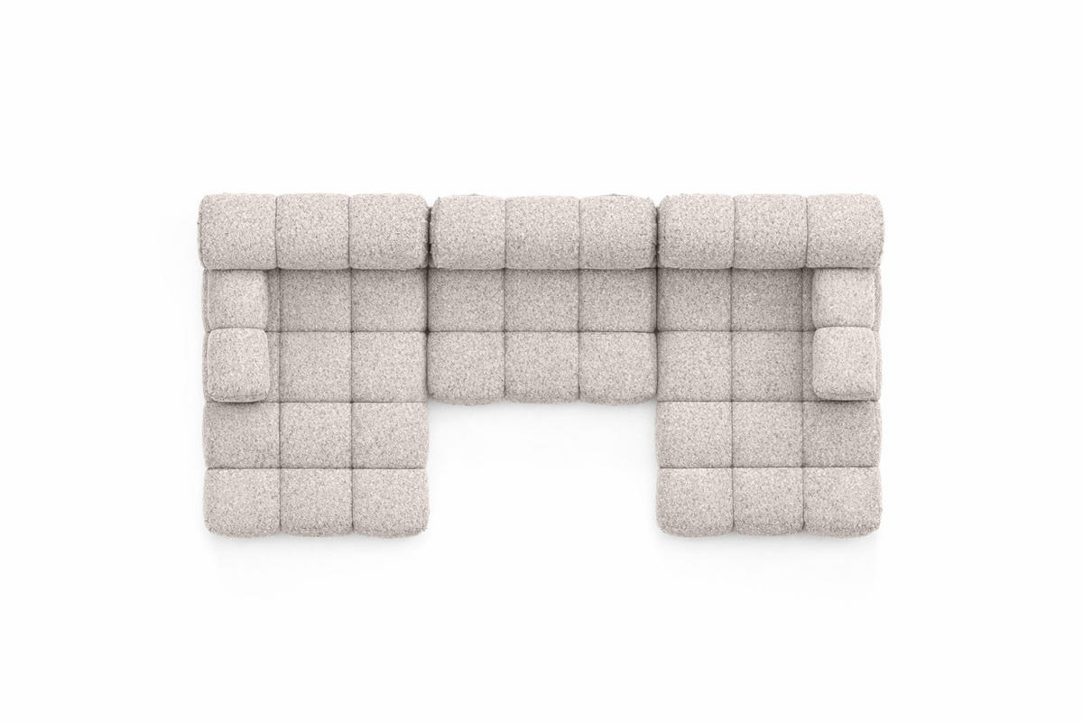ECKSOFA U-Form, Stoff Bouclé Abriamo, Beige, Selia U - Beige, Holz (285/70/160cm) - Kaiser Möbel