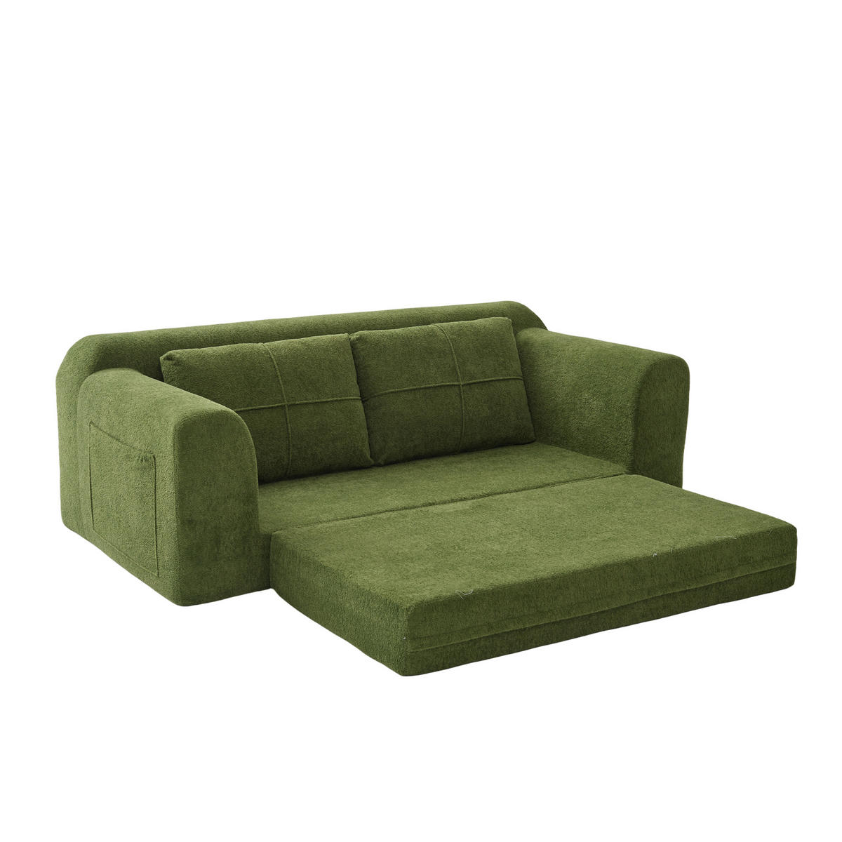 2-SITZER SCHLAFSOFA Samt Grün klappbar - Olivgrün, Textil (179/61.5/95cm) - WISHDOR
