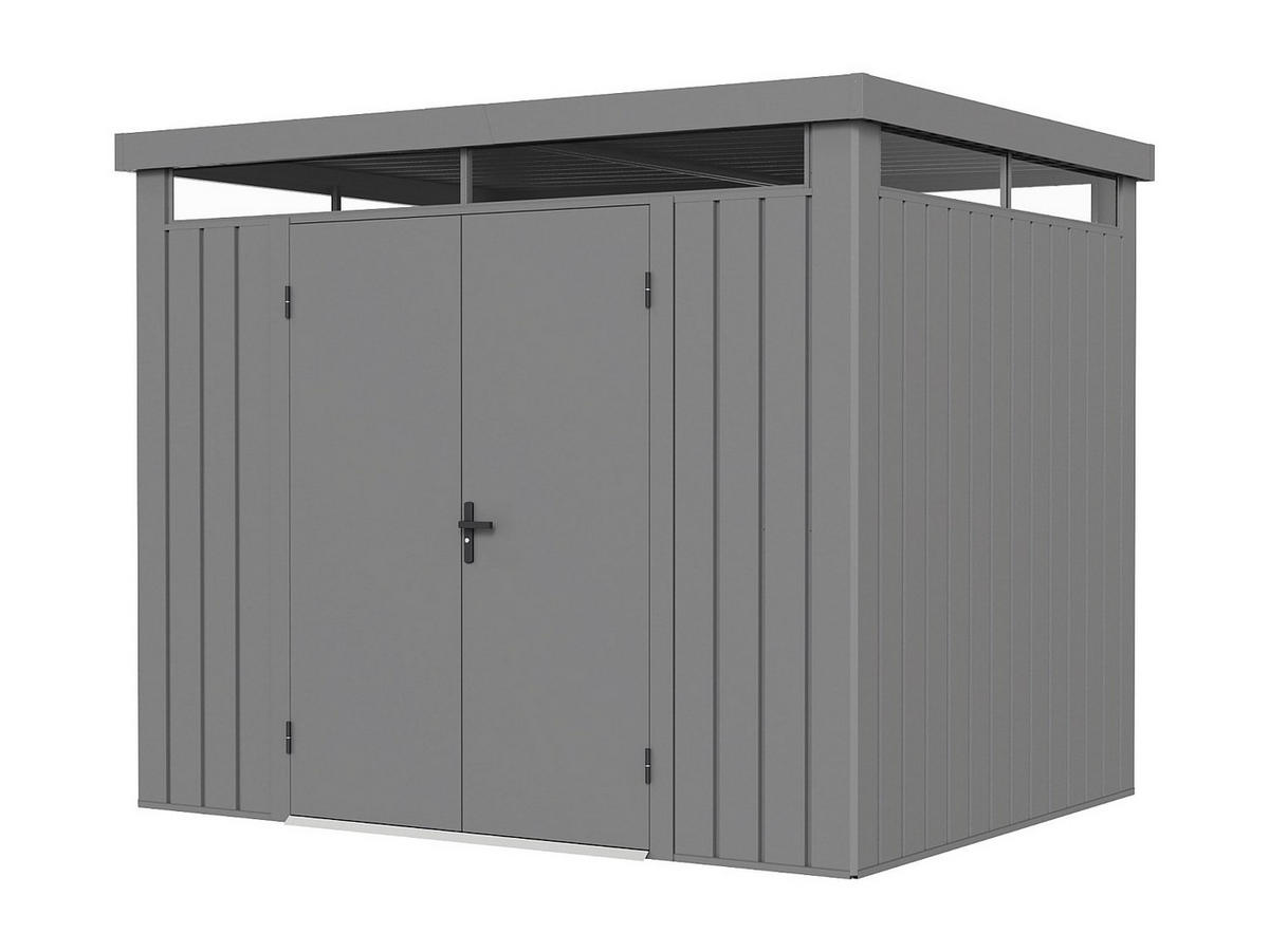 SCHREBERGARTENHAUS - 275 cm x 211 cm - metall - grau Merano - Grau, Metall (275/211/211cm) - Vente-Unique