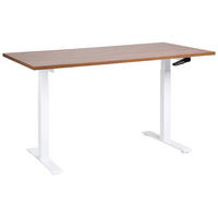 SCHREIBTISCH braunweiß 160/72 cm manuell höhenverstellbar Destin III - Dunkelbraun/Weiß, Holz (72/160/74cm) - Beliani