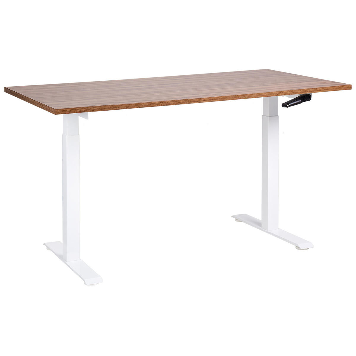 SCHREIBTISCH braunweiß 160/72 cm manuell höhenverstellbar Destin III - Dunkelbraun/Weiß, Holz (72/160/74cm) - Beliani