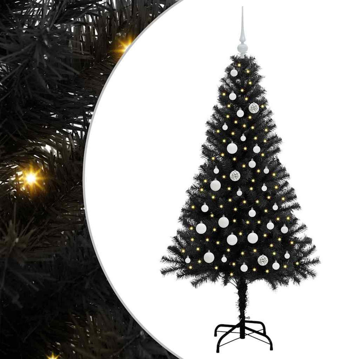 WEIHNACHTSBAUM 75/75/150 cm Schwarz PVC - Schwarz, Kunststoff (150cm) - vidaXL