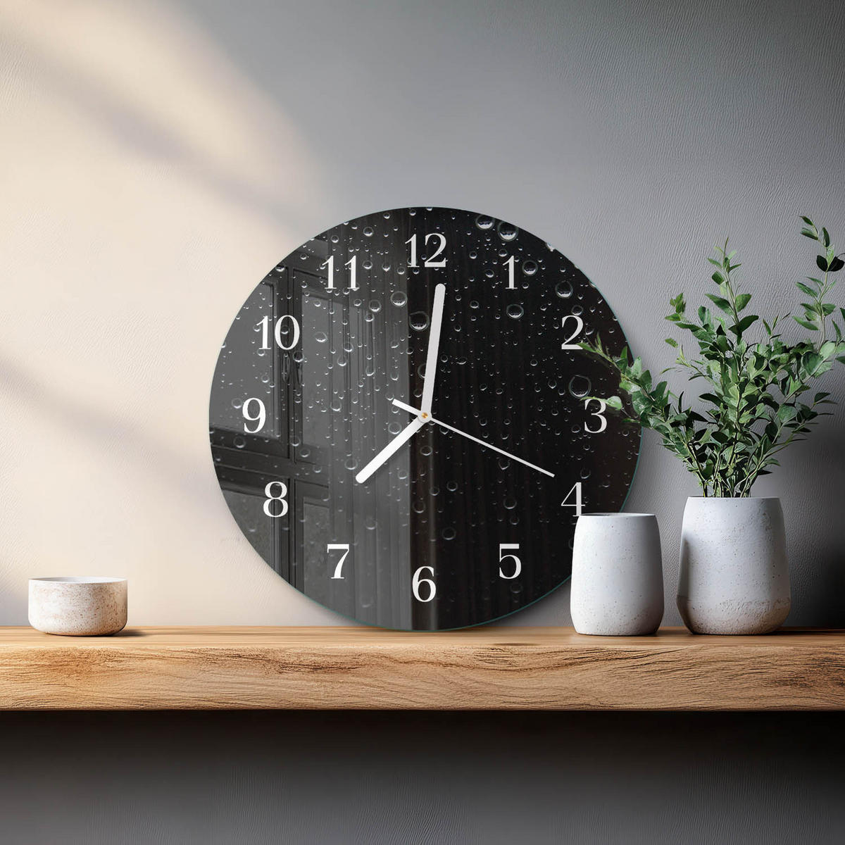 WANDUHR fi30 cm - Tropfen - Schwarz, Glas (30/30/0.4cm) - TULUP