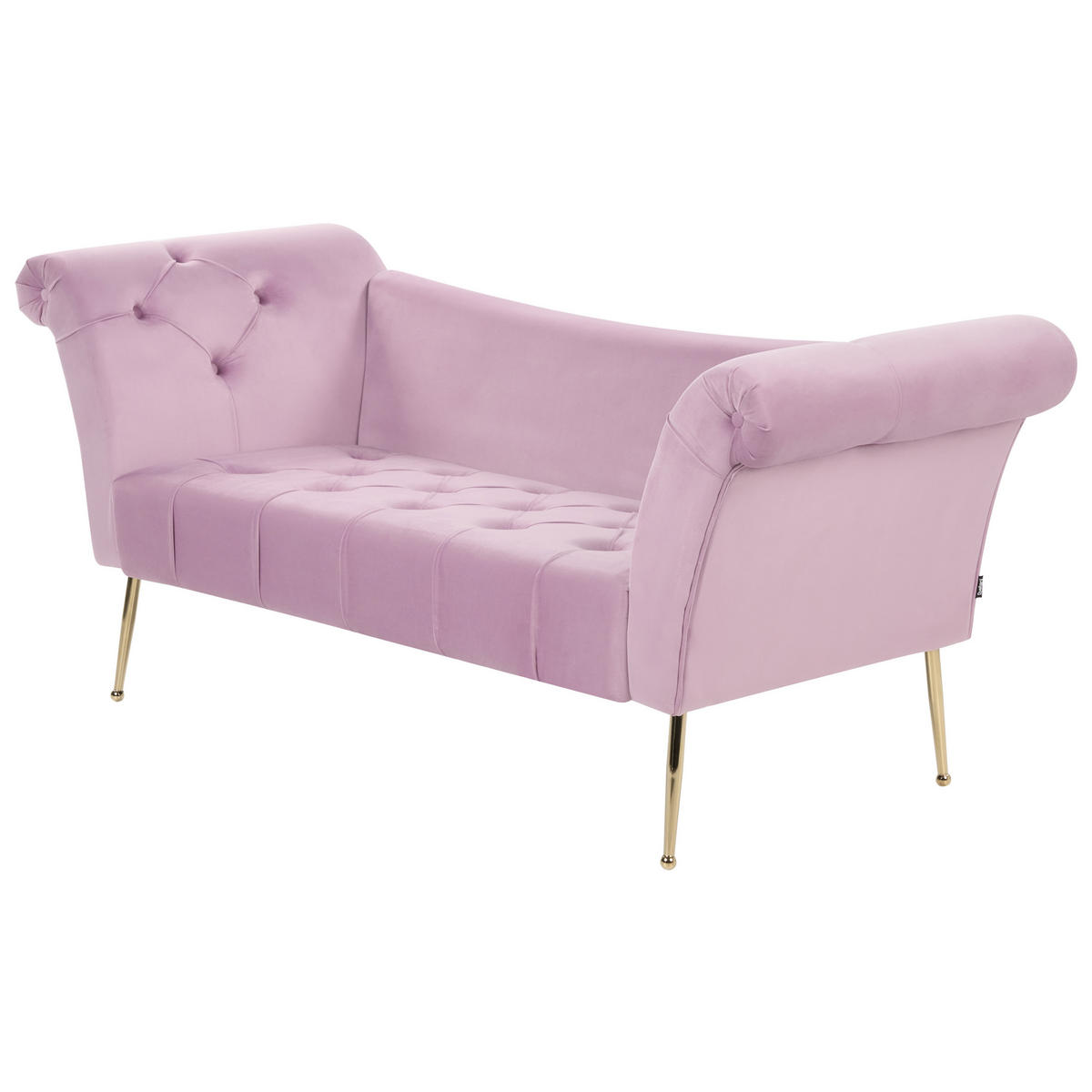 ČALOUNĚNÉ LEHÁTKO CHAISE LONGUE Sametová látka Světle fialové Nantilly - fialová, textil (175/76/70cm) - Beliani