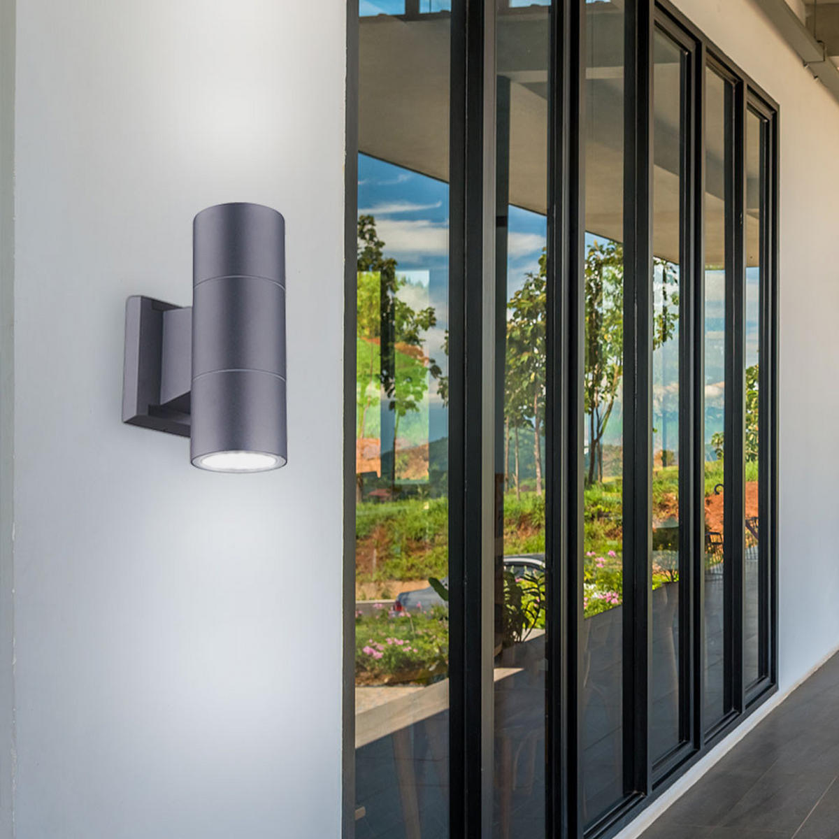 AUSSEN-WANDLEUCHTE Aluminium Anthrazit Up Down - Anthrazit, Glas (6/16/11.5cm)