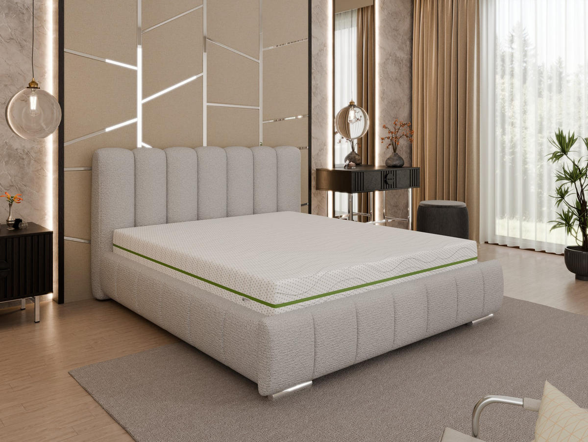 POLSTERBETT Zaira 160x200cm – Elegantes Polsterbett für modernen Wohnstil , ZONIERTE MULTI-TASCHEN-FEDERKERN (24cm), Sandfarben - Sandfarben, Holz (160/200cm) - Panda Möbel