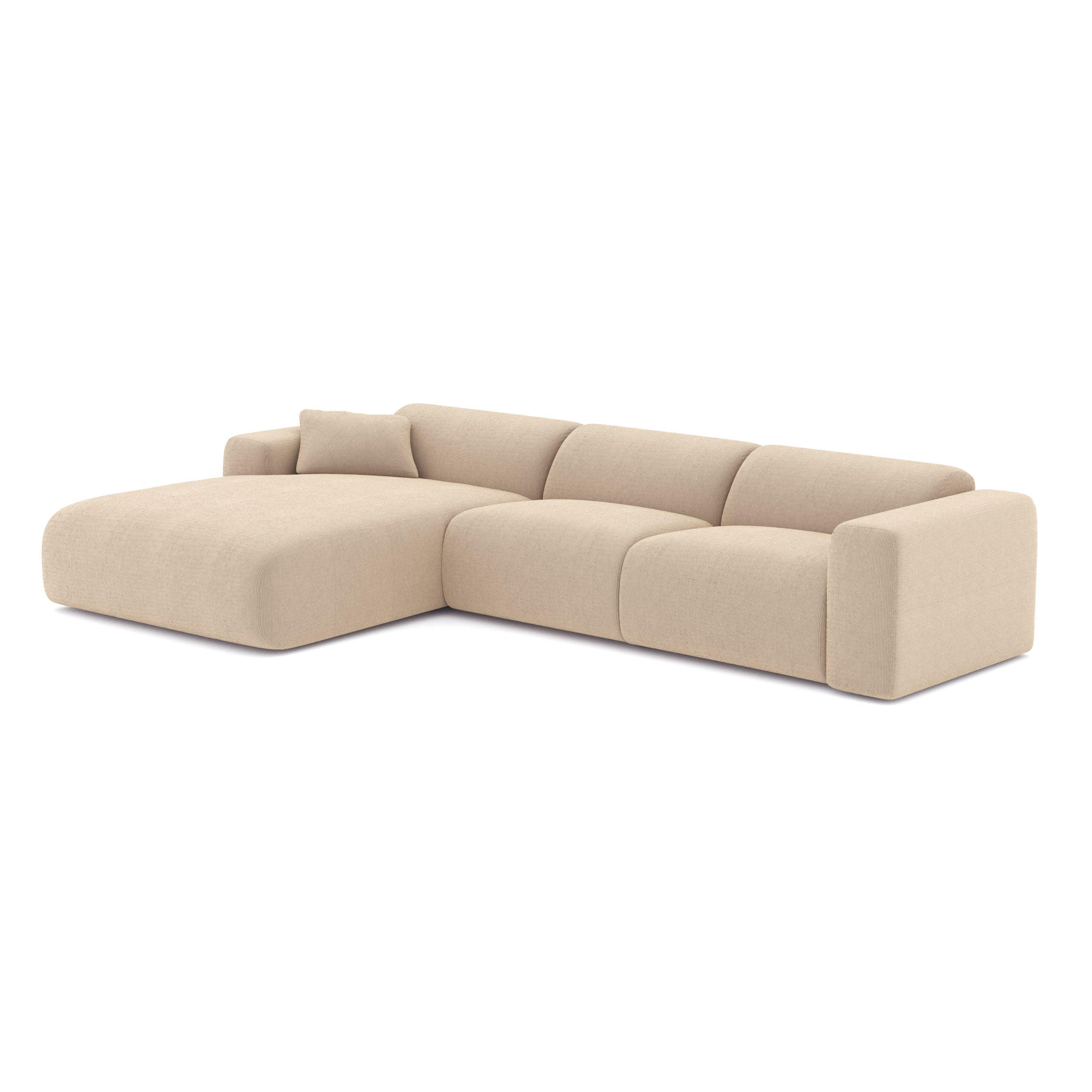 ECKSOFA LINKS Gerippter Samt Beige 280cm - Beige, Textil (280/165cm) - Sia Home