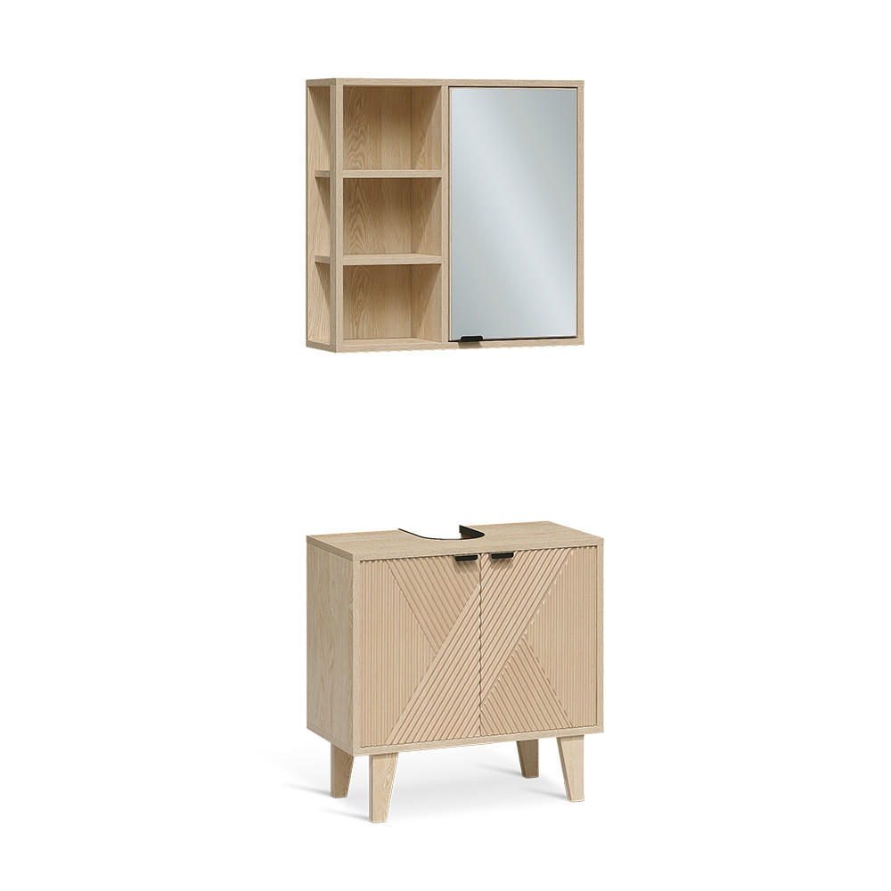 BADMÖBEL-SET Arven, Eiche, 2-er Set - Eichefarben, Holzwerkstoff (60/60/30cm) - Vicco