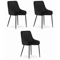 ESSZIMMERSTUHL 3er Set Schwarzer Velours, Schwarz gepolsterte Rückenlehne, Bequeme Sitzfläche - Schwarz, Textil (38/84/46cm) - Best For Home