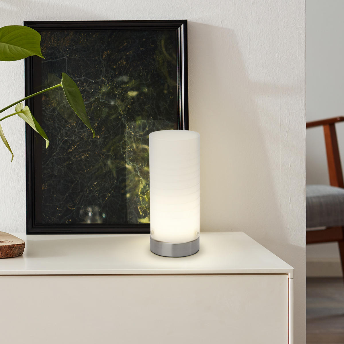 TISCHLEUCHTE Daisy Eisen/Weiß 8,5/8,5/20 cm - Weiß, Metall (8.5/8.5/20cm) - Brilliant