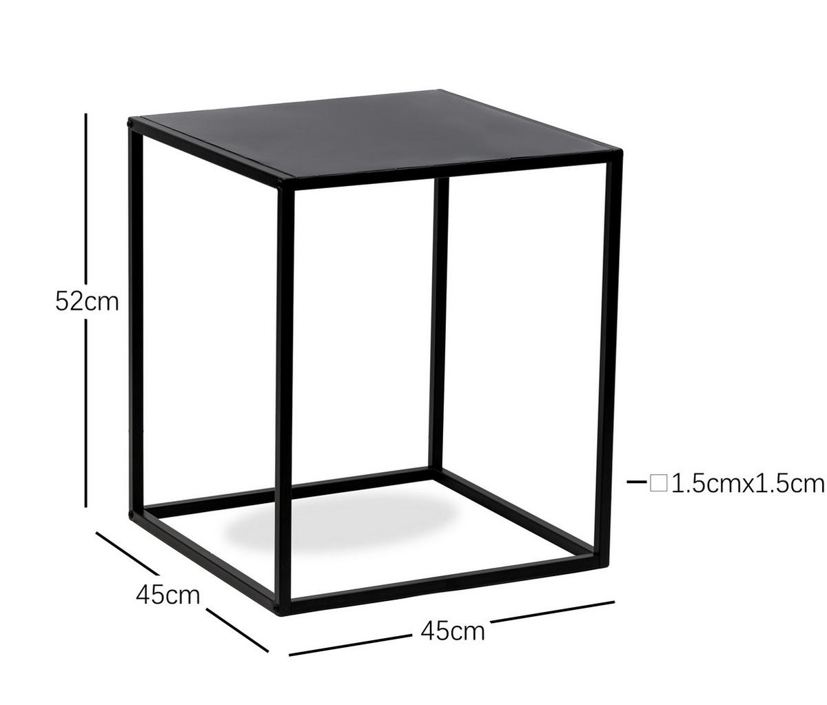 BEISTELLTISCH Rechteckig Schwarz 45 x 45 x 52 cm - Schwarz, Metall (45/45/52cm) - Nordlys