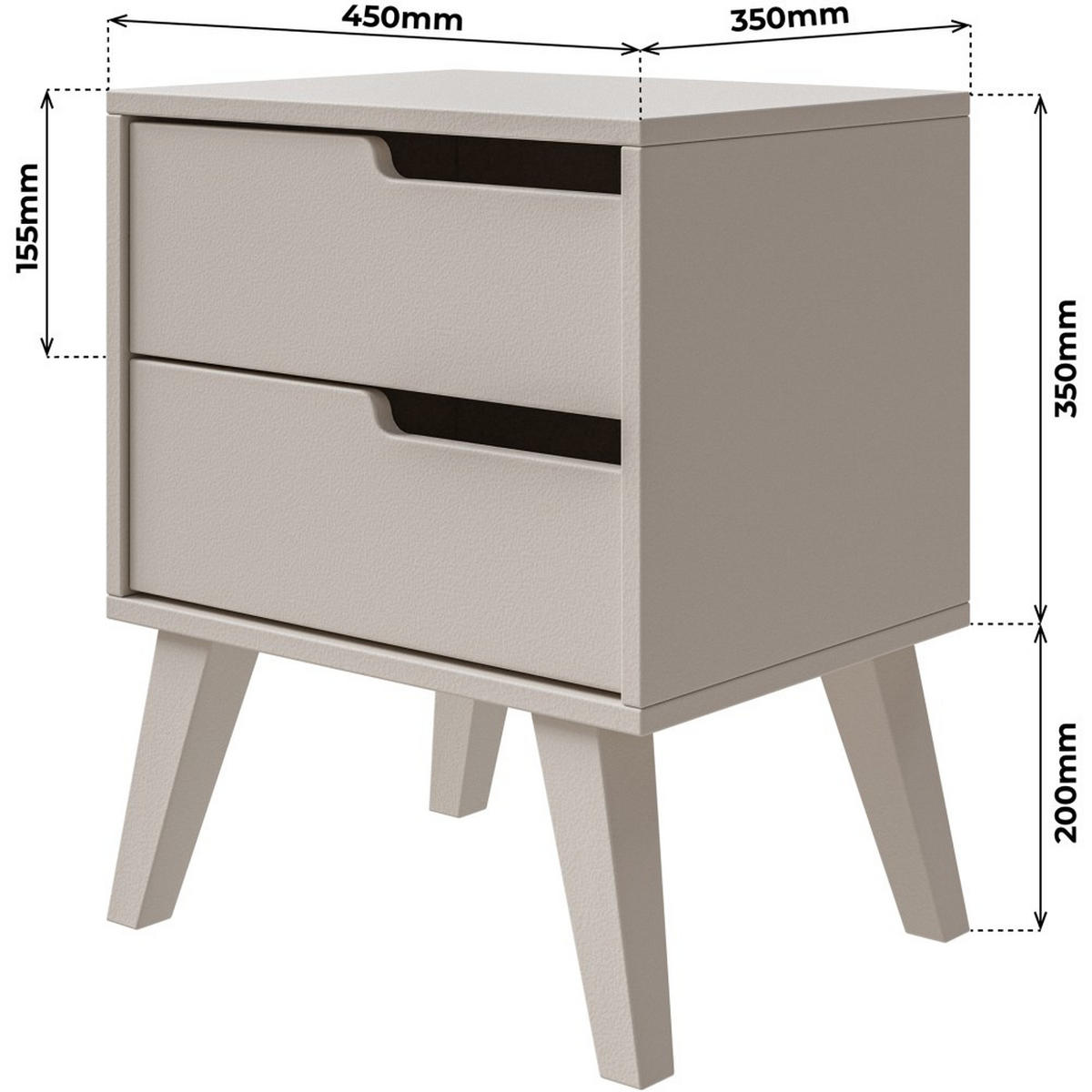 NACHTTISCH Norel mit 2 Schubladen, Rechts, Kaschmir - Kaschmir, Holz/Holzwerkstoff (45/55/35cm) - Beautysofa