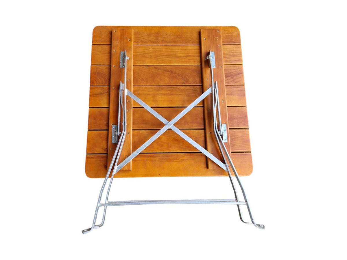 BIERGARTENTISCH BERGTAL 74x80x80cm Klappbar Eschenholz Silber/Braun 2 Peronen - Braun, Holz (80/80/74cm) - CHEFGASTRO