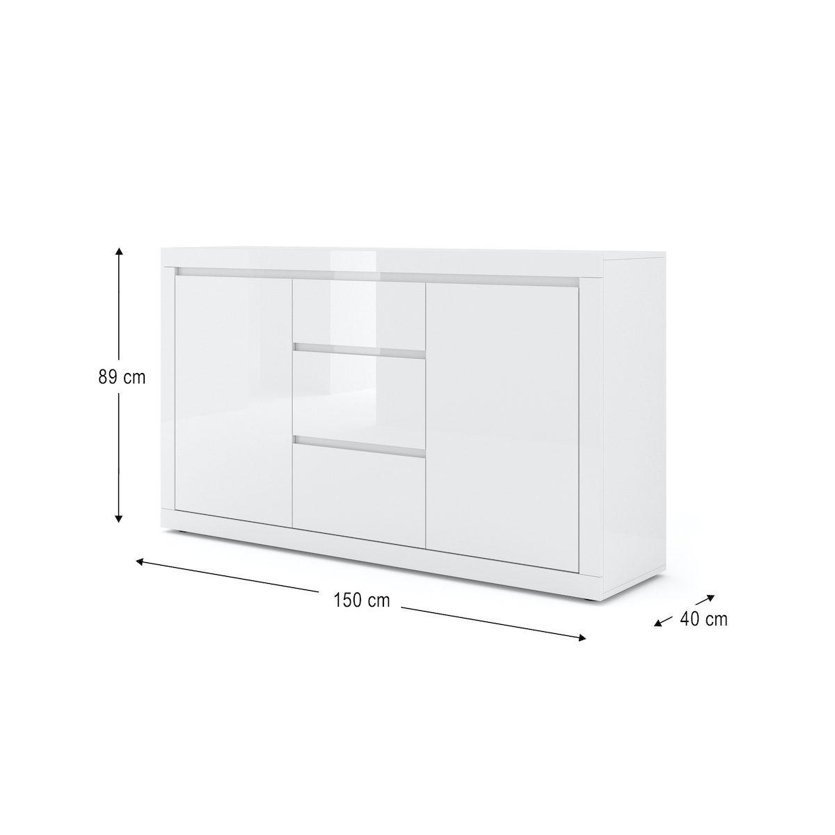 SIDEBOARD Olia Weiß - Weiß, Holzwerkstoff (150/89/40cm) - Petits-meubles