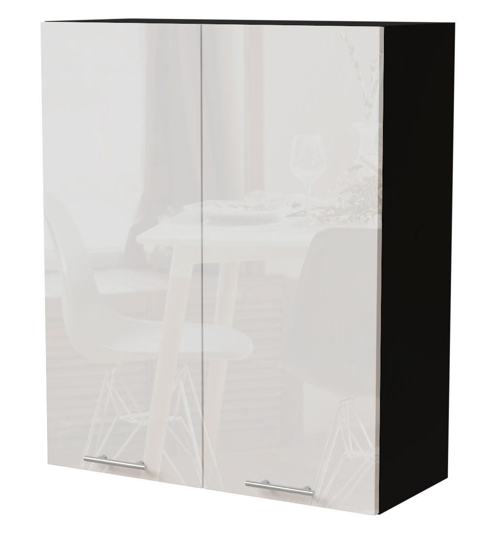 Feldmann-Wohnen Küchenhängeschrank Weiß Hochglanz, Schwarz 80x96x32.5 cm