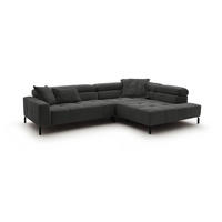 ECKSOFA MIT MOTORISCHEM SITZVORZUG OHIO Anthrazit Cord - Anthrazit/Schwarz, Textil/Metall (311/219cm) - KAWOLA