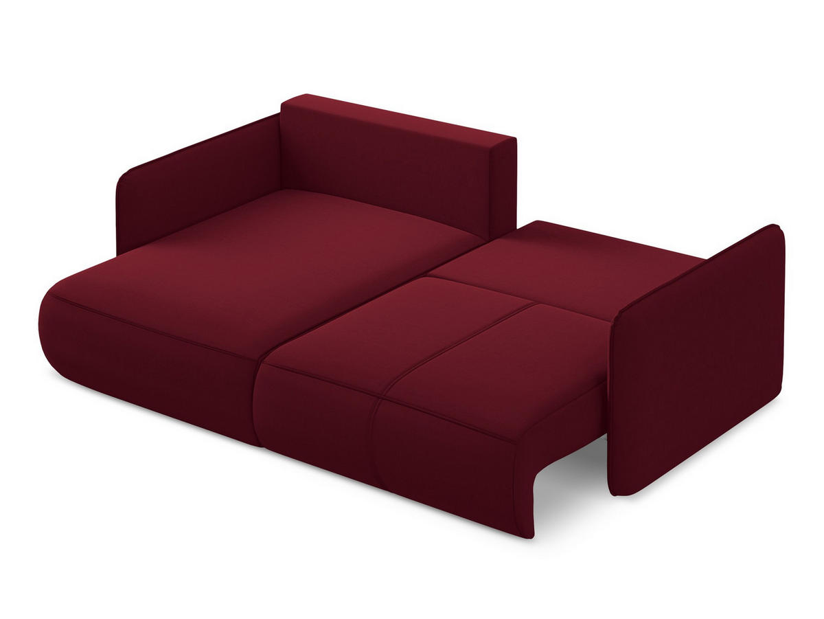 ECKSOFA mit Schlaffunktion Samt Stoff Rot - Bordeaux/Rot, Kunststoff/Textil (148/207cm) - Makamii