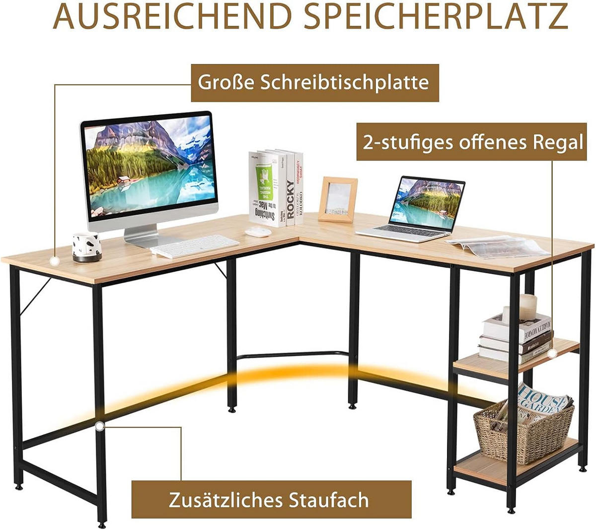 DATORBORD Natur - Naturfärgad, Träbaserade material (138/138/75cm) - COSTWAY