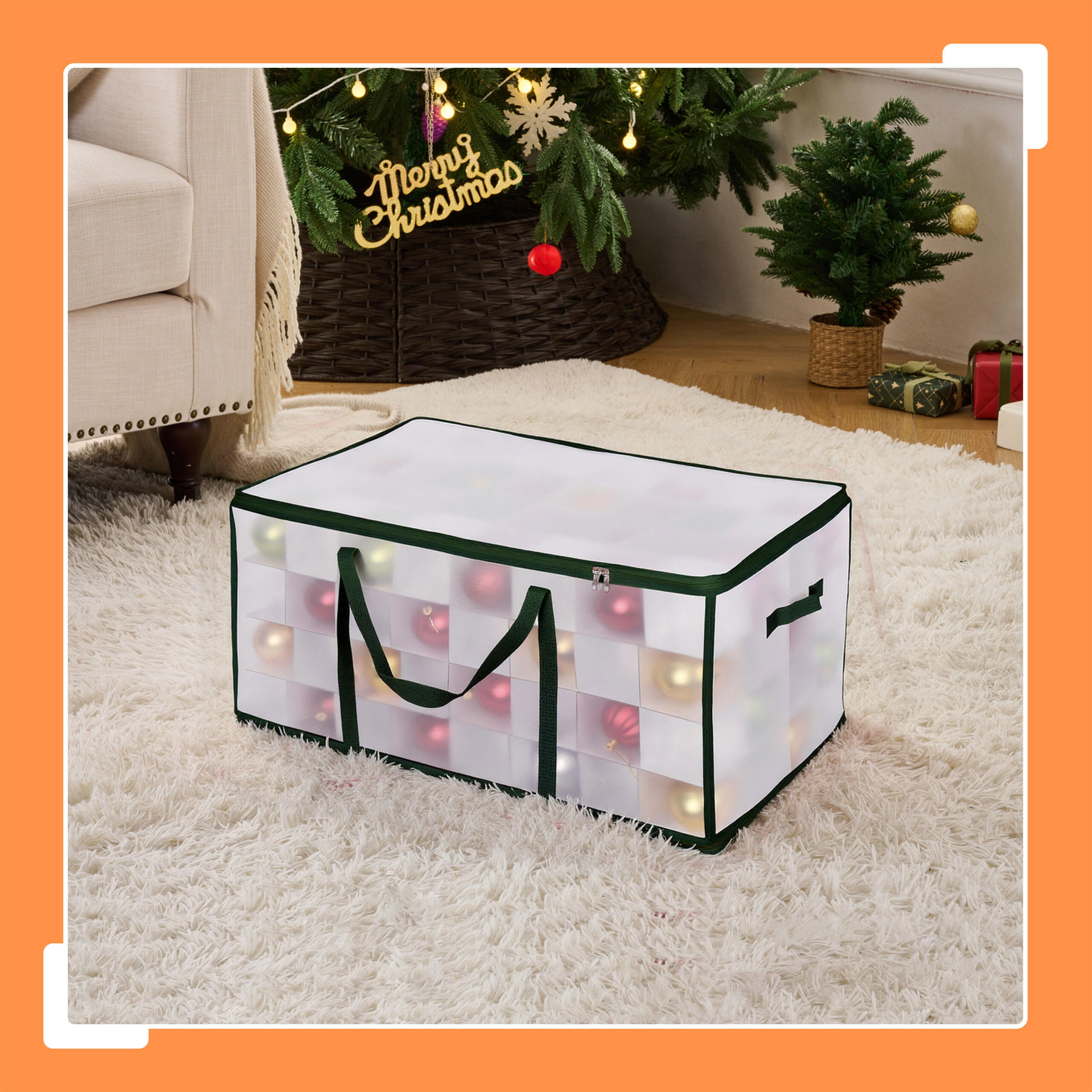 WEIHNACHTSKUGEL-AUFBEWAHRUNGSBOX - Transparent, Wellpappe/Kunststoff (73/37/36cm) - Relaxdays