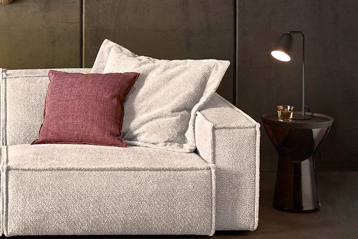 SOFA SAMU Weiß Webstoff - Schwarz/Weiß, Kunststoff/Textil (256/72/106cm) - KAWOLA