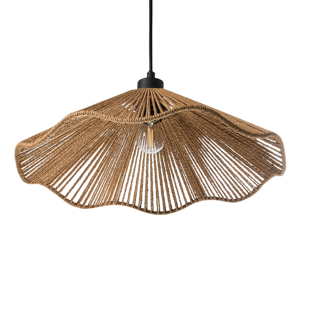 HÄNGELEUCHTE Naturfarben Migori - Schwarz/Naturfarben, Papier (40/40/120cm) - Beliani