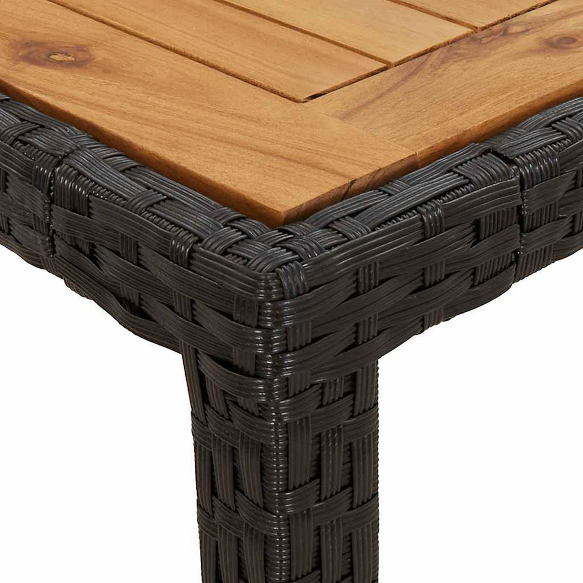 GARTENTISCH 190/90/75 Cm Poly Rattan Und Akazienholz Schwarz - Schwarz, Kunststoff (90/190/75cm) - vidaXL