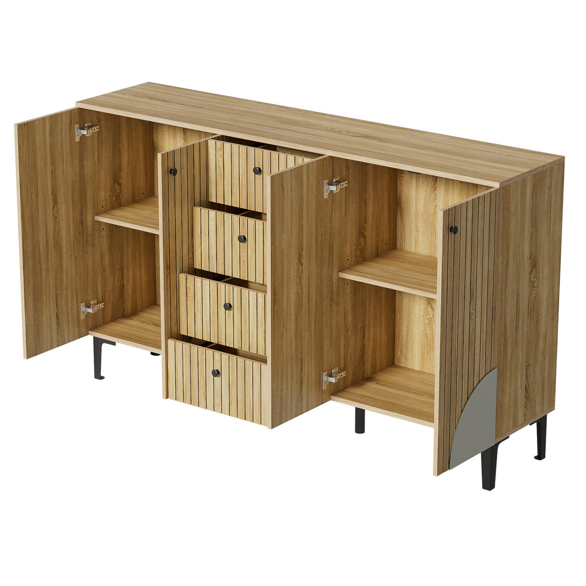 SIDEBOARD 160/36/94 cm in Holzfarbe mit 4 Türen und 4 Schubladen - Eichefarben, Holzwerkstoff (160/94/36cm) - Flora Grace