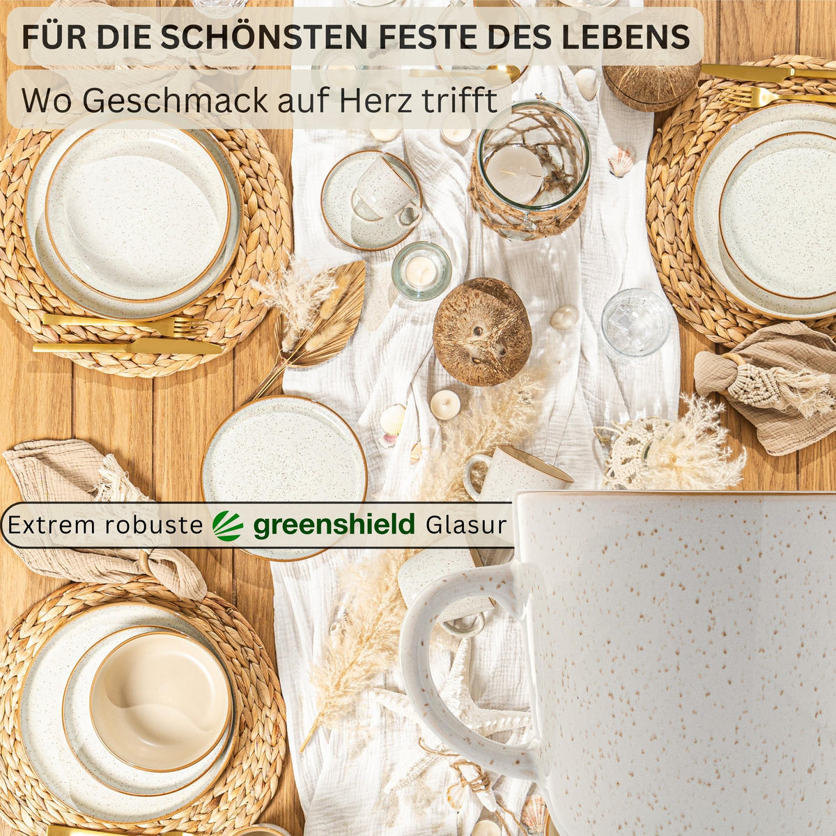 KAFFEEBECHER SET RIO CREME - 6 teilig aus Steingut - Creme, Stein (0.43L) - Sänger