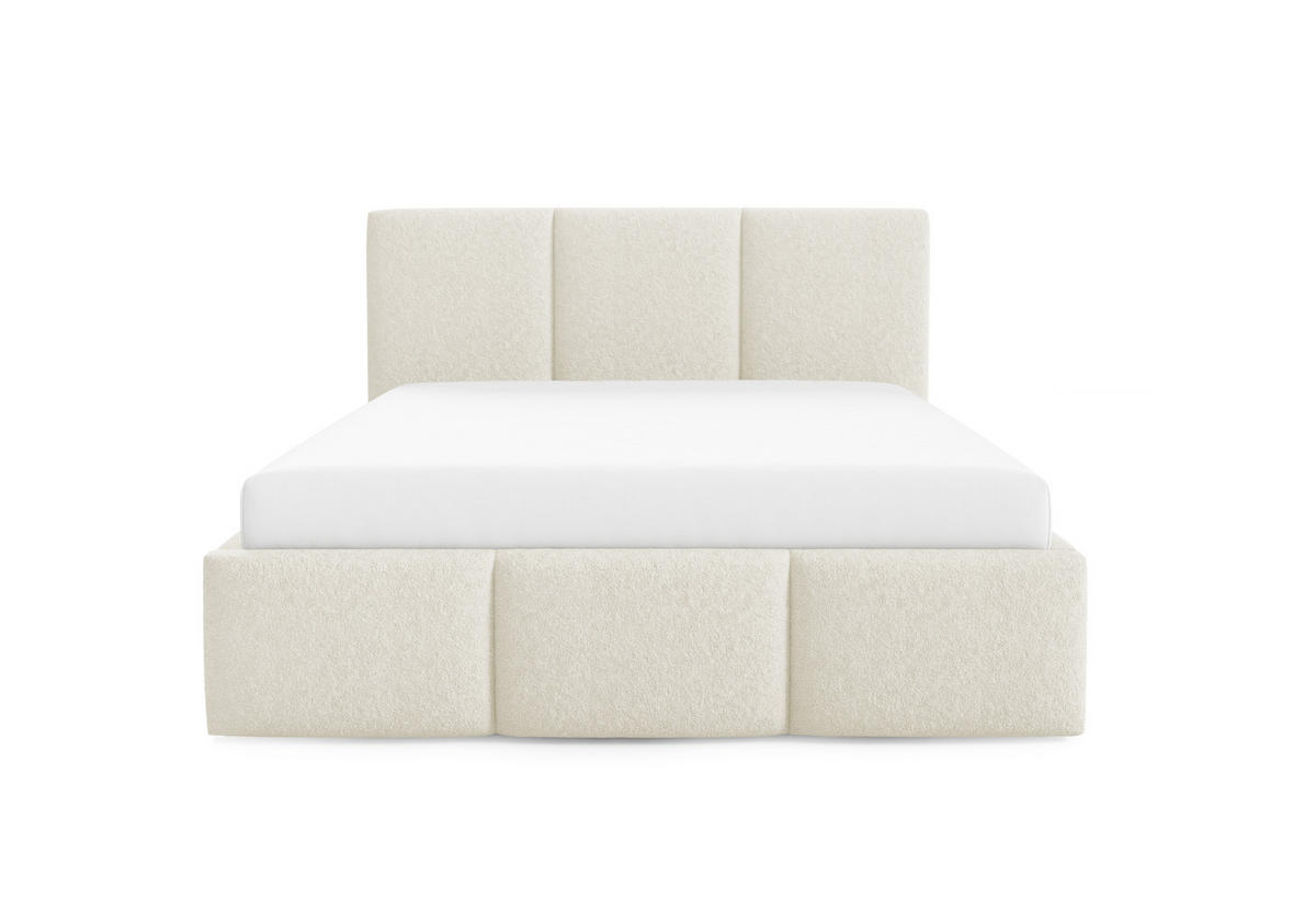 POLSTERBETT VALERIO mit Bettkasten, Bett 180x200,Doppelbett,Lattenrost,Boxspringbett-Optik,ohne Matratze,Schlafzimmer-Creme - Creme, Holz (180/200cm) - Furnistar