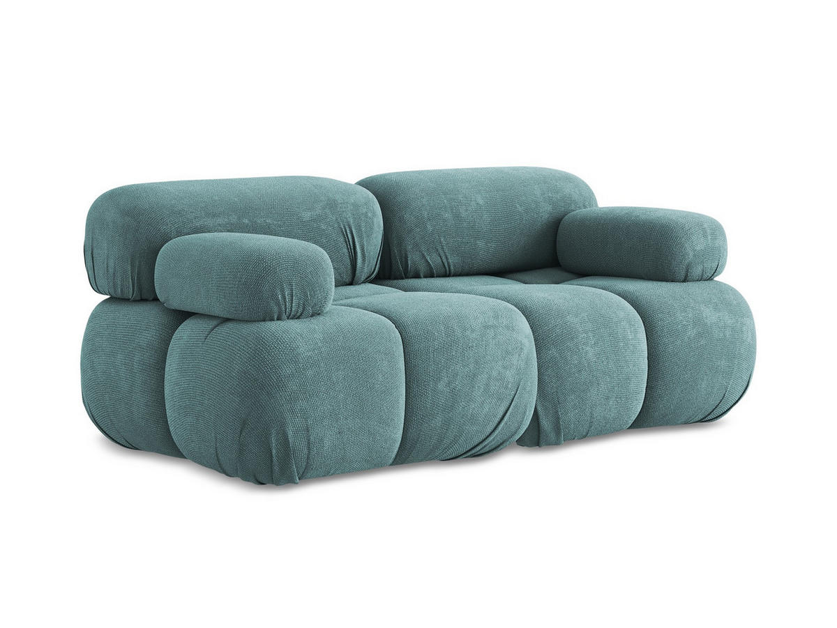 2-SITZER-SOFA Chenille Stoff Blau - Blau/Beige, Kunststoff/Textil (190/70/96cm) - Makamii
