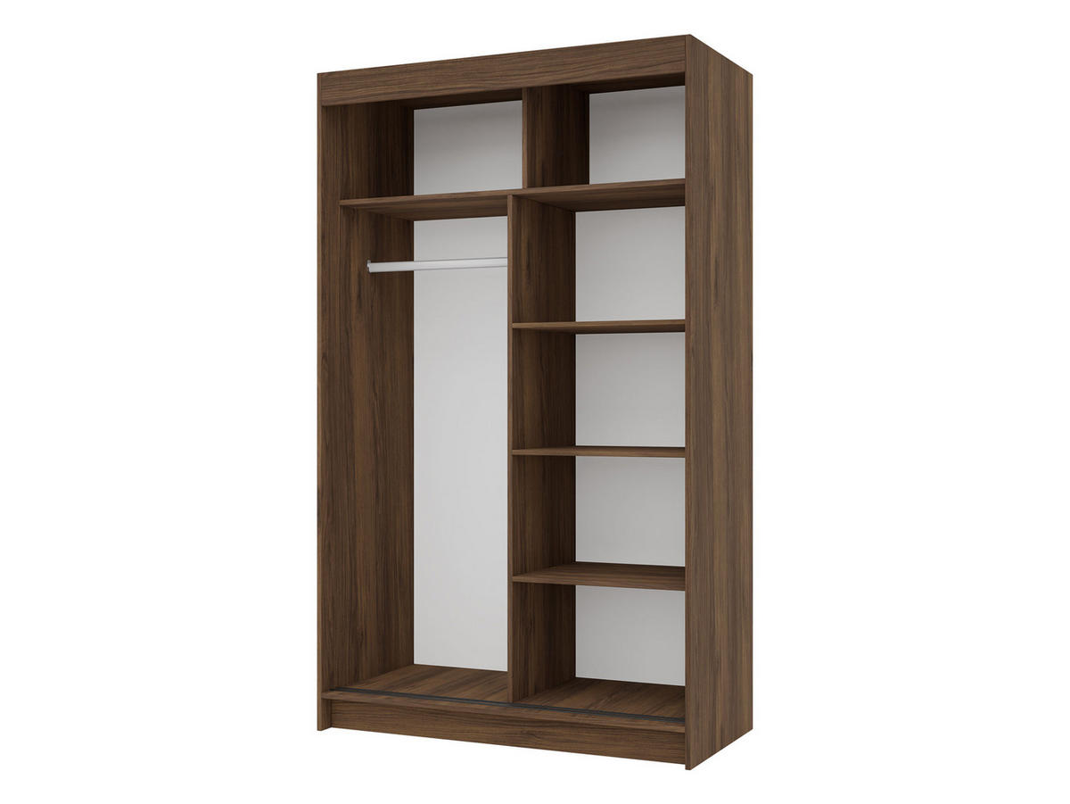 SCHIEBETÜRENSCHRANK Infinity III 120 - Nussbaumfarben/Schwarz, Holzwerkstoff/Kunststoff (120/200/58cm) - MIRJAN24
