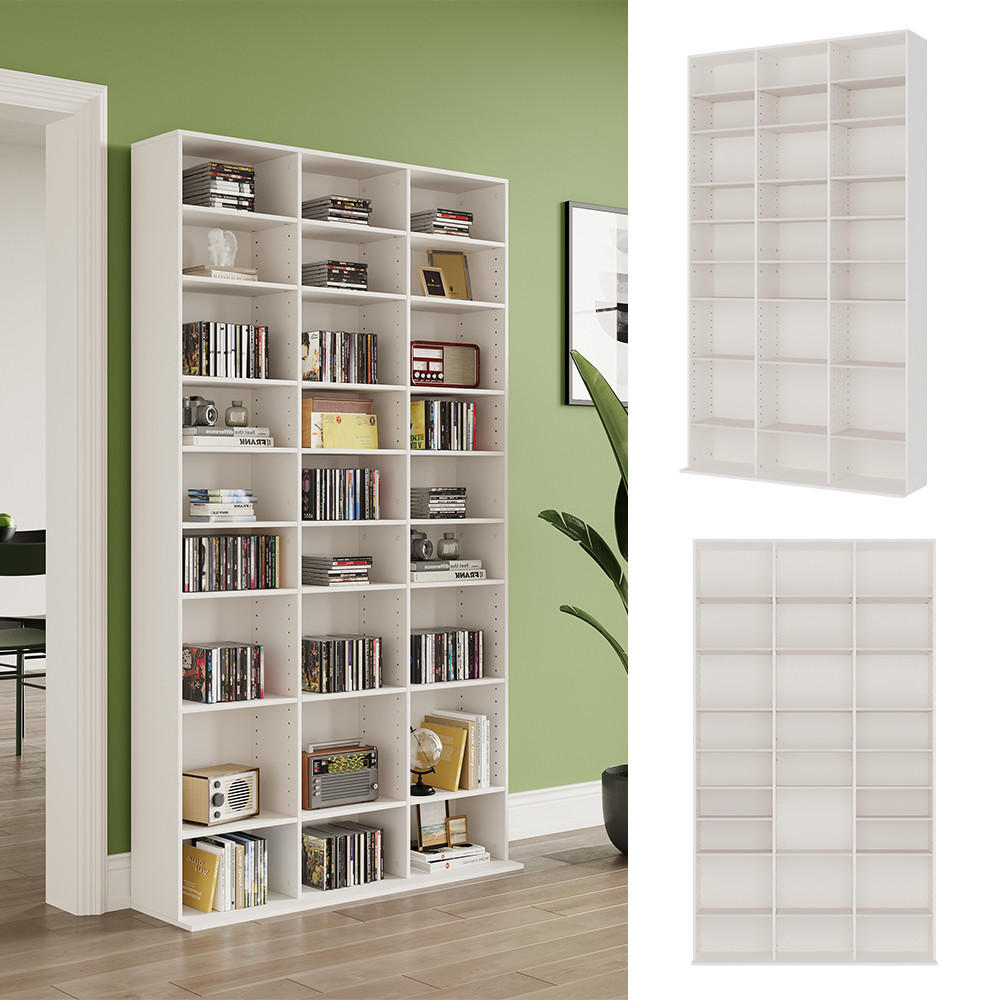 CD-REGAL Anna Weiß 102 x 178 cm mit 27 Fächern - Weiß, Holzwerkstoff (102/178/23cm) - Vicco