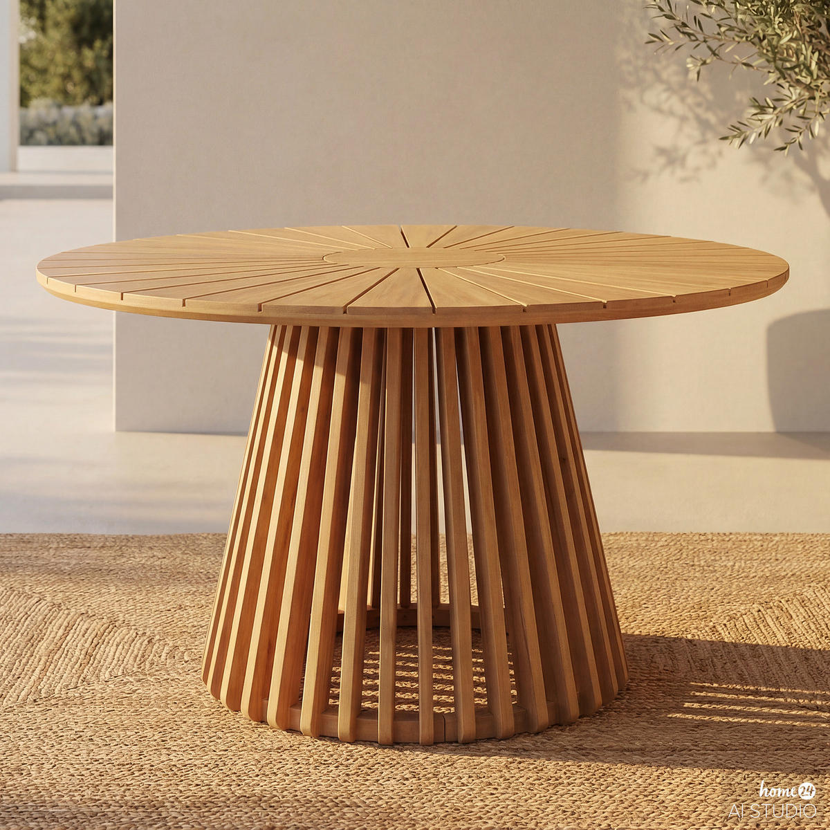 MASSIVER GARTENTISCH - Akazie massiv - Braun - Braun/Akaziefarben, Holz (120/120/76cm) - home24