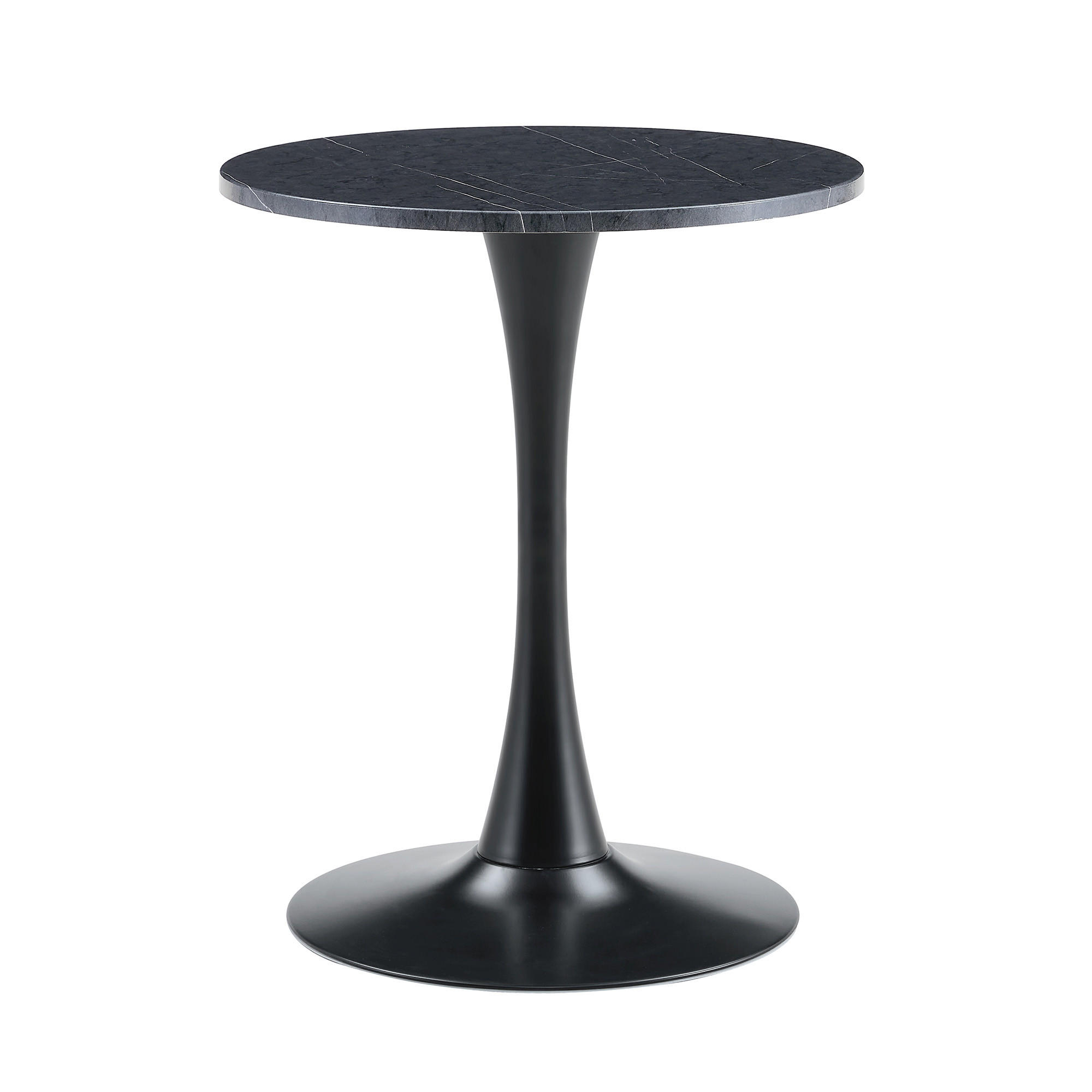ESSTISCH kleiner runder 60/60/72 cm Schwarz mit schwarzen Metallbeinen - Schwarz, Holz (60/60/72cm) - Oxeza