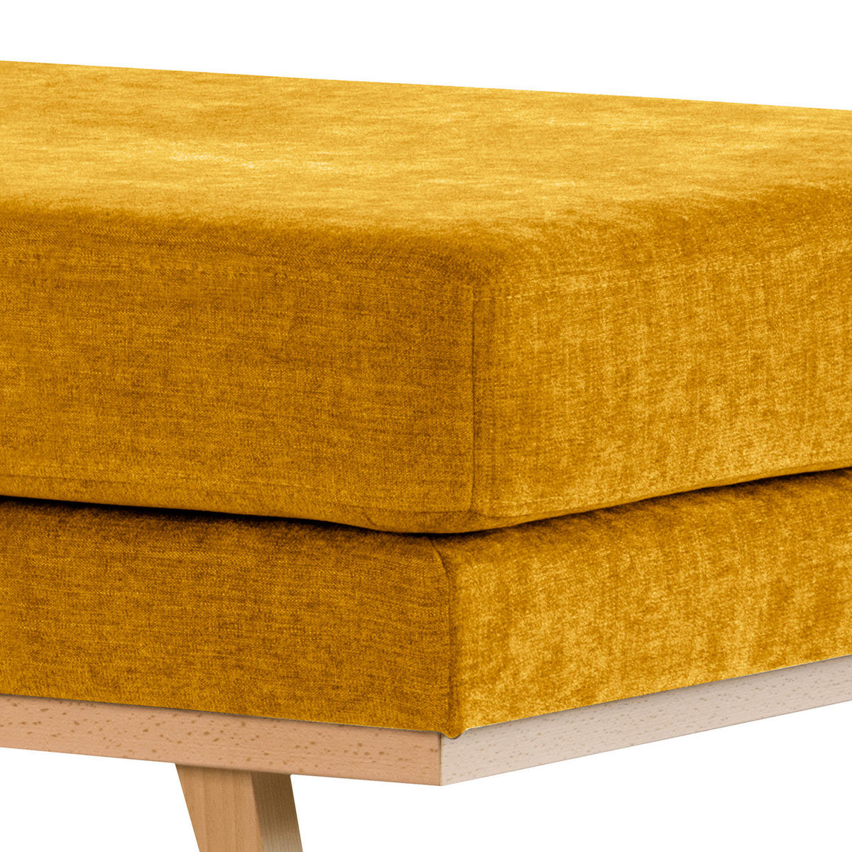 POLSTERHOCKER - Gelb/Buchefarben, Buchenholz/Textil (85/43/60cm) - home24