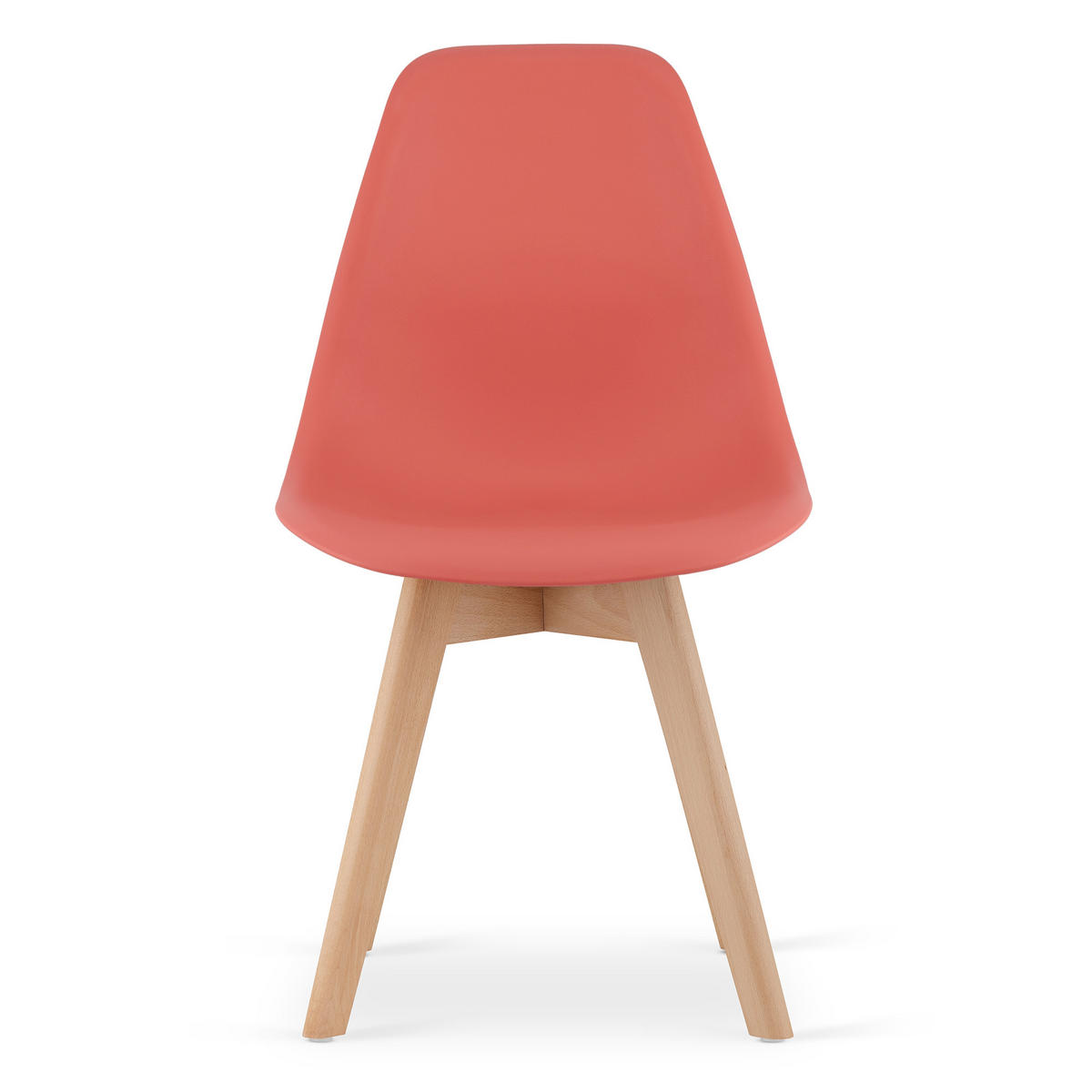 ESSZIMMERSTUHL KITO Zinnoberroter Sitz, natürliche Beine - Rot/Naturfarben, Kunststoff (46/80/54.5cm) - Valora