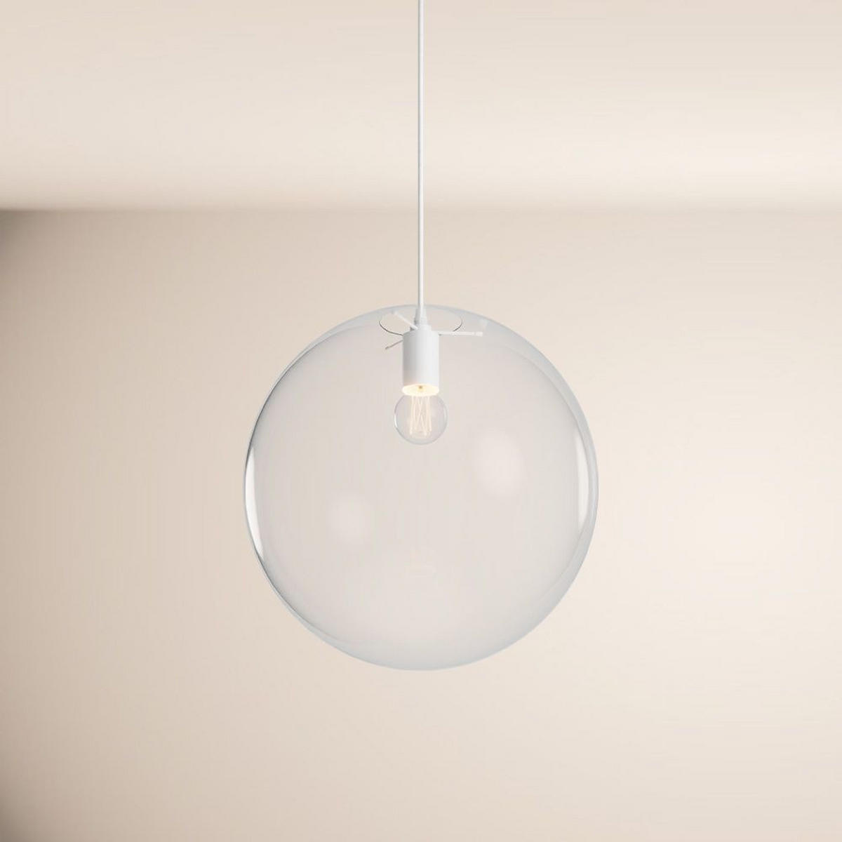 GALERIELEUCHTE Orb 5m Abhängung Klar/Weiß Ø 40cm - Klar, Glas (40/40/40cm) - s.luce
