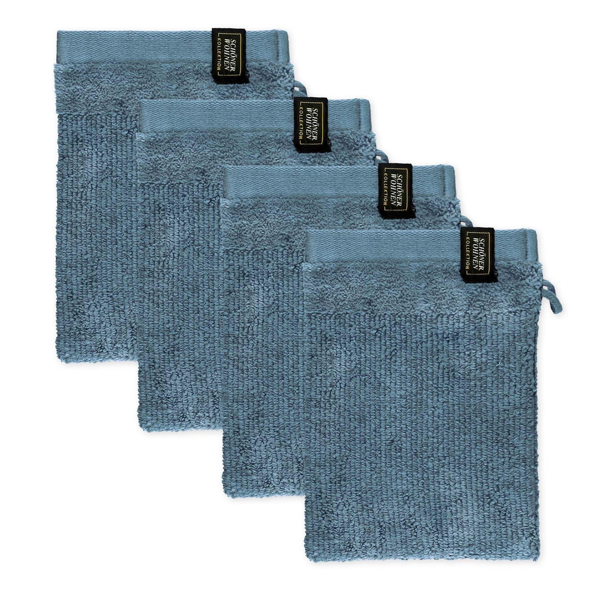 WASCHANDSCHUH BAUMWOLLE SENSE 4ER SET - Blau, Textil (16/21cm) - Schöner Wohnen