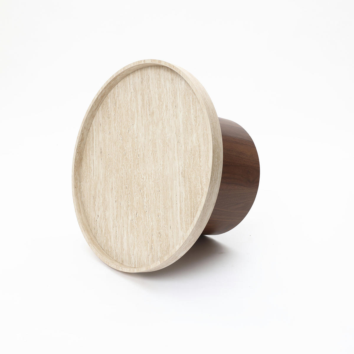 RUNDER Couchtisch mit Tablettplatte und braunem Gestell,Holzoptik | Ø60 x H34 cm - Braun, Holzwerkstoff (60/60/34cm) - Hometopia