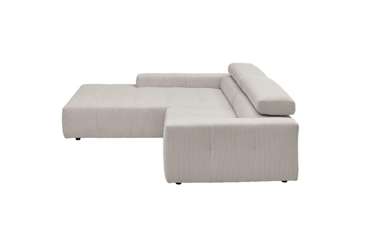 ECKSOFA RENO Silber Cord - Silberfarben/Schwarz, Kunststoff/Textil (258/217cm) - KAWOLA