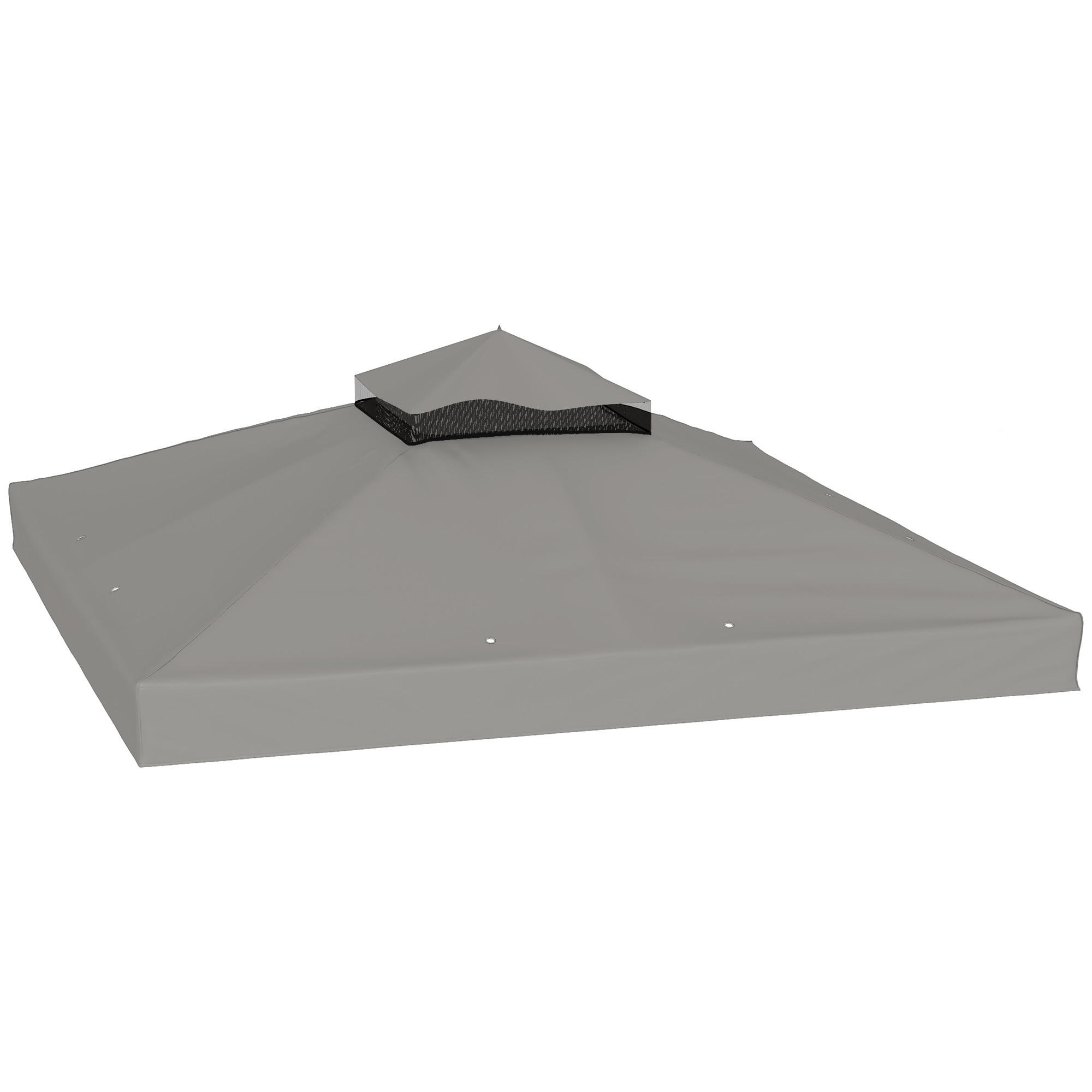 ERSATZDACH DE-12737 300/300 cm 2-stöckig 600D UPF30+ mit Drainage Grau - Grau, Textil (300/1/300cm) - ComfortXL