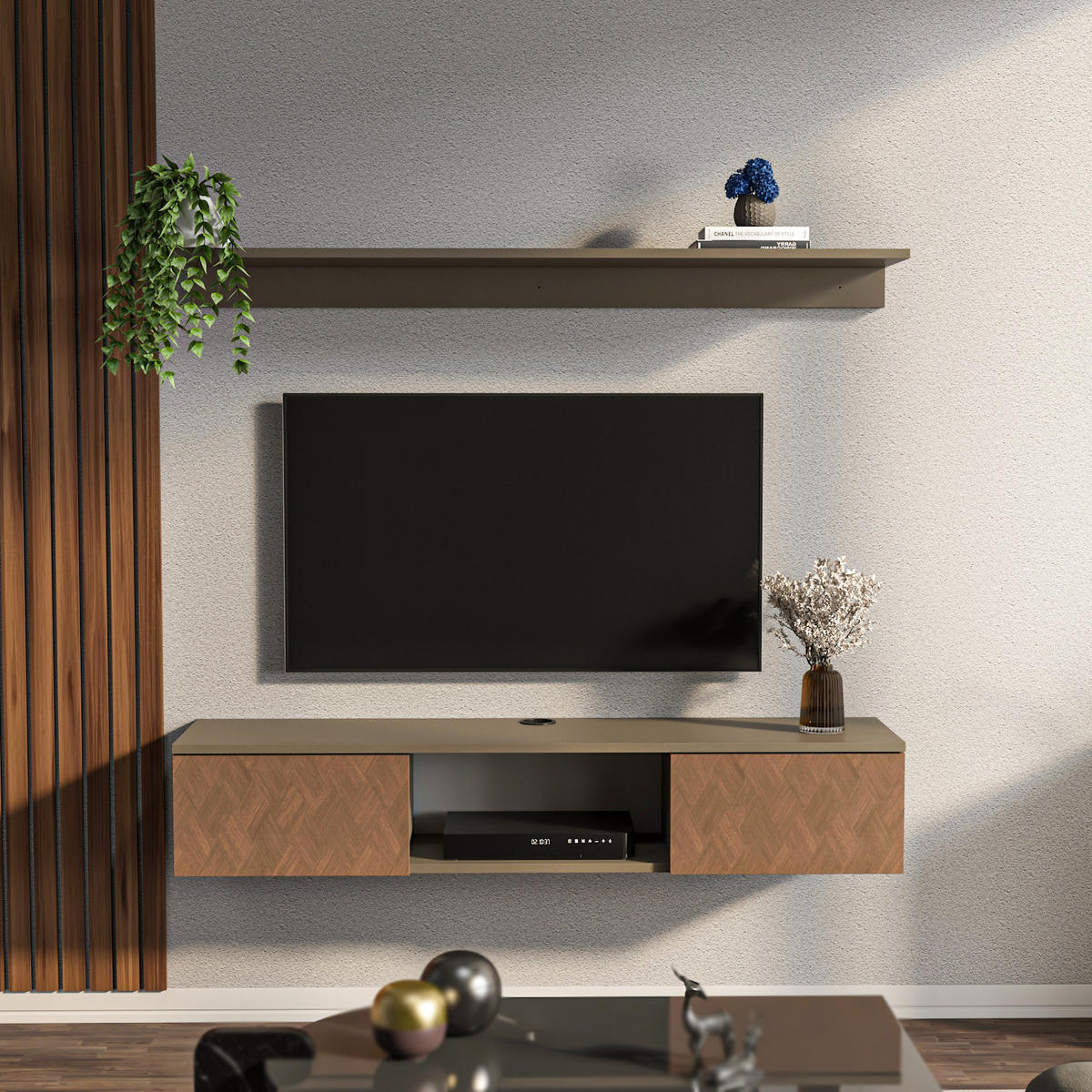 TV-ELEMENT Elia Galaxy Kaffee Vintage - Dunkelbraun, Holzwerkstoff (140/25.6/32cm) - Decorotika