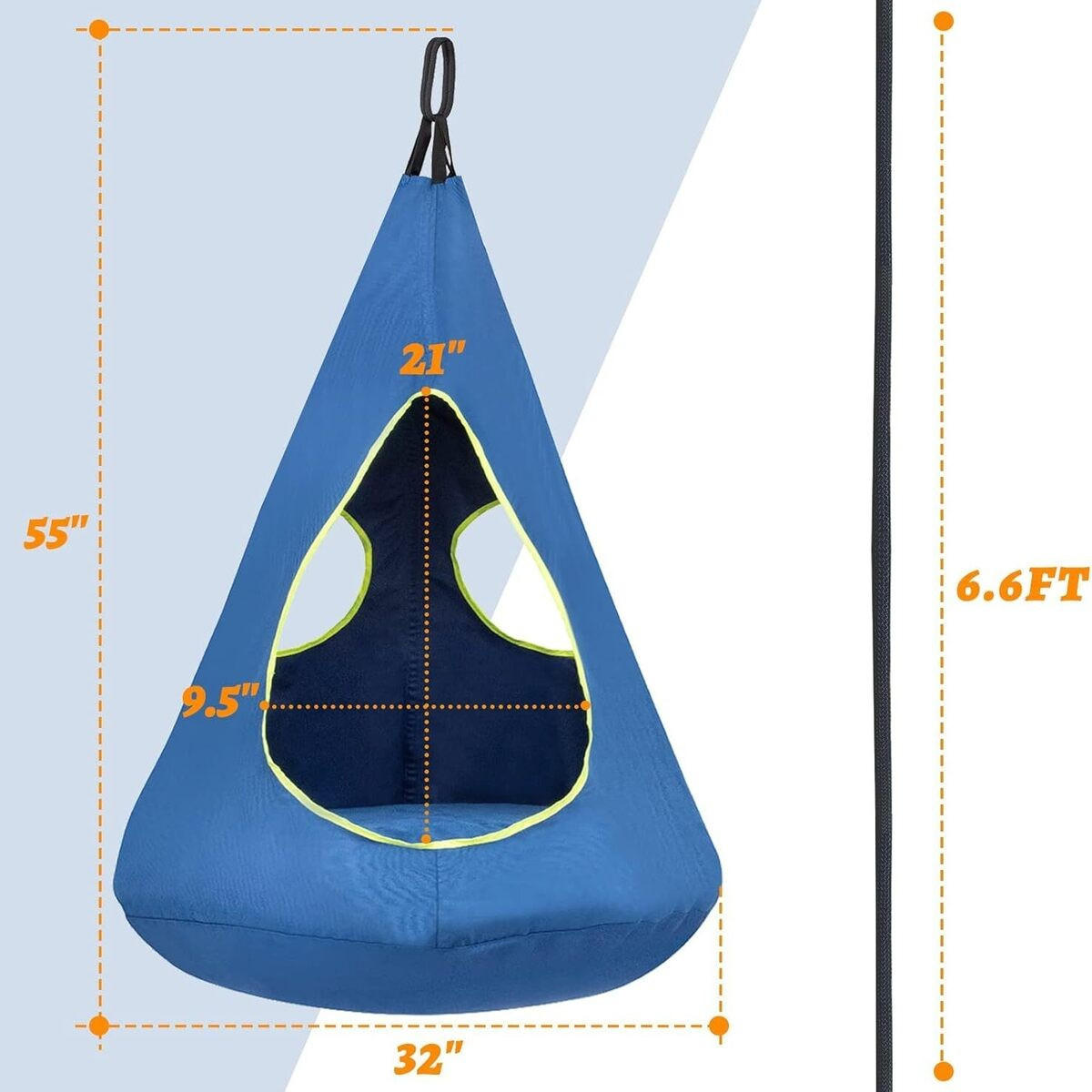 HÄNGESESSEL - Blau 80/80/140 cm - Blau, Textil (80/140/80cm)