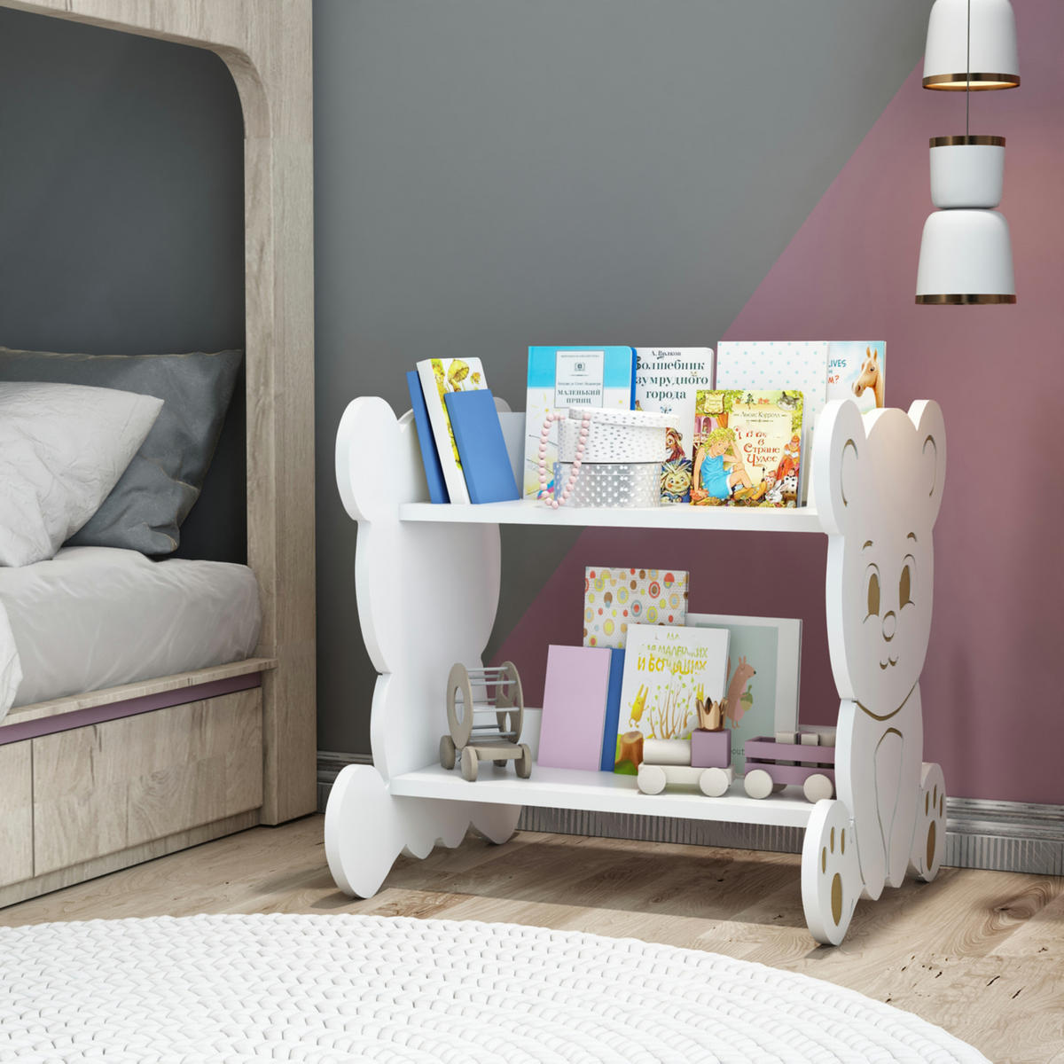 KINDER-STANDREGAL Tårnby - Weiß, Holzwerkstoff (56/60/56cm) - [en.casa]