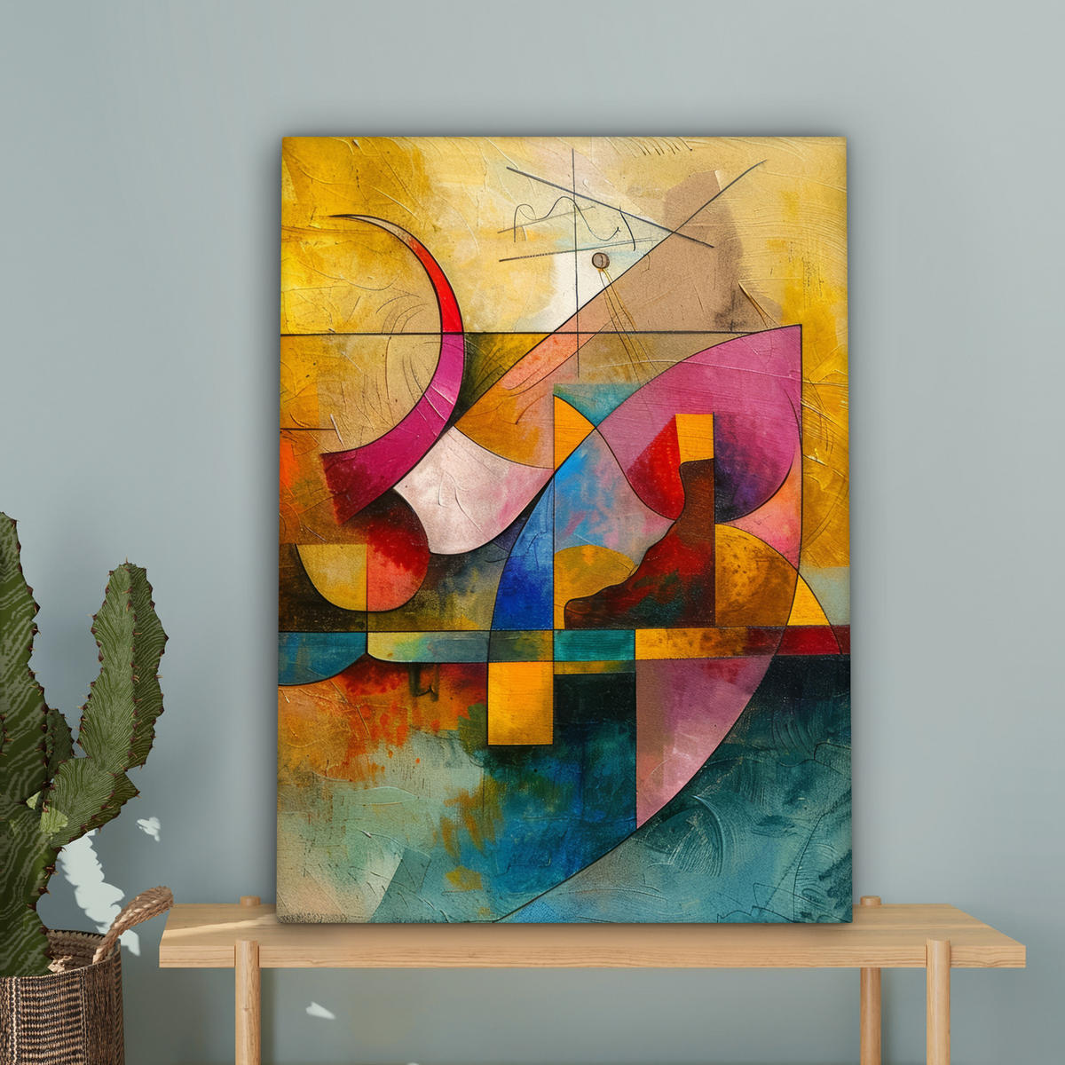 LEINWANDBILD Kunst - Abstrakt - Modern Wandbild Wohnzimmer 60x80 cm - Gelb, Textil (60/80cm) - MuchoWow