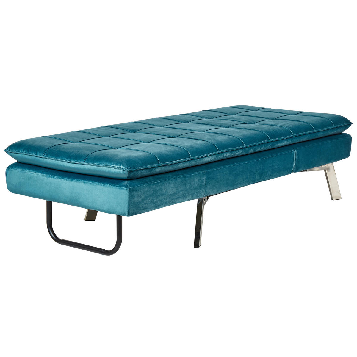 RELAXLIEGE Samtstoff blaugrün verstellbar Loiret - Blau/Silberfarben, Textil (179/93/76cm) - Beliani