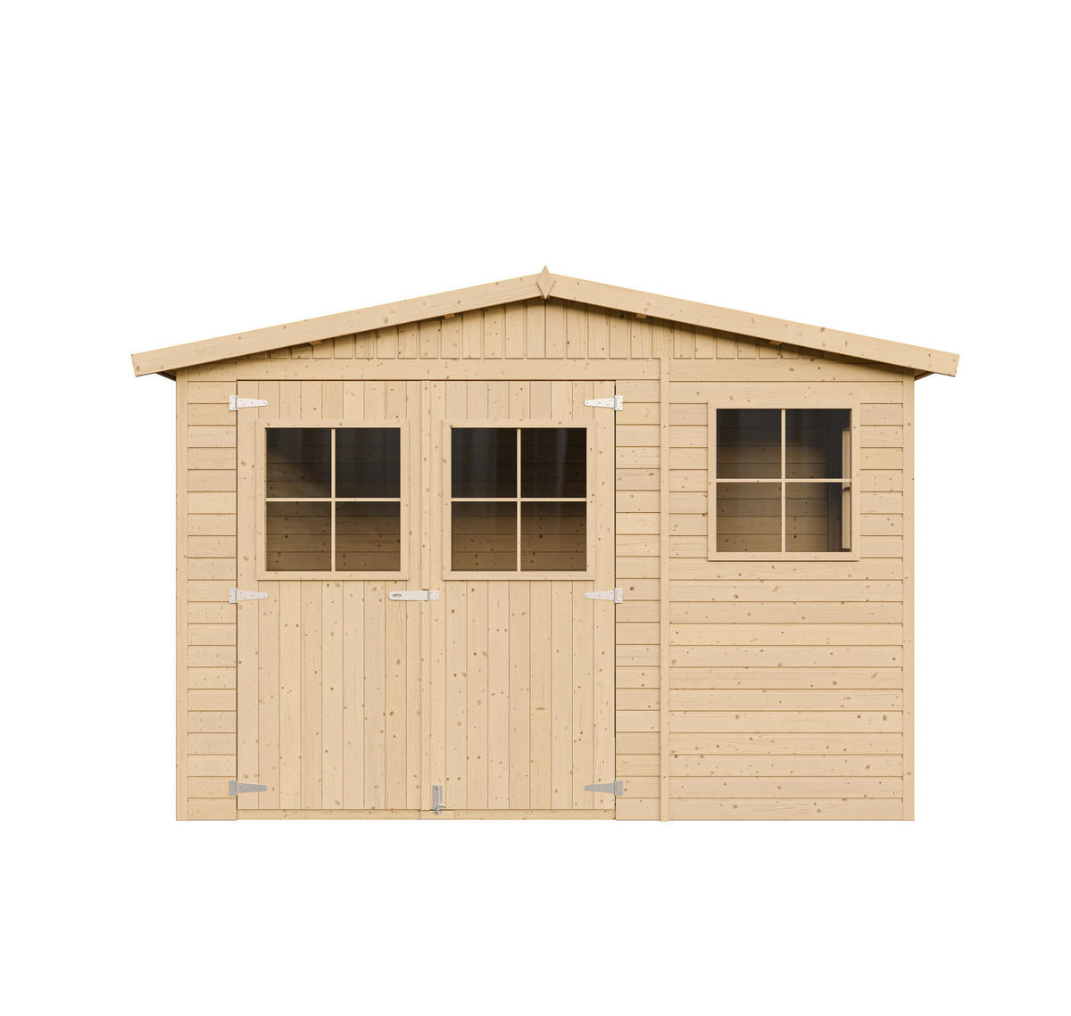 M334 GARTENHAUS HOLZ mit Fenstern - H226x324x216 cm/6 m² - Beige, Holz (324/226/199cm) - Timbela