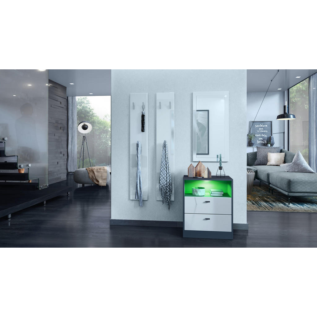 Thumbnail - Vladon Kommode, Weiß Hochglanz, Holzwerkstoff, 56x67.5x36 cm, Wohnzimmer, Kommoden & Sideboards, Kommoden