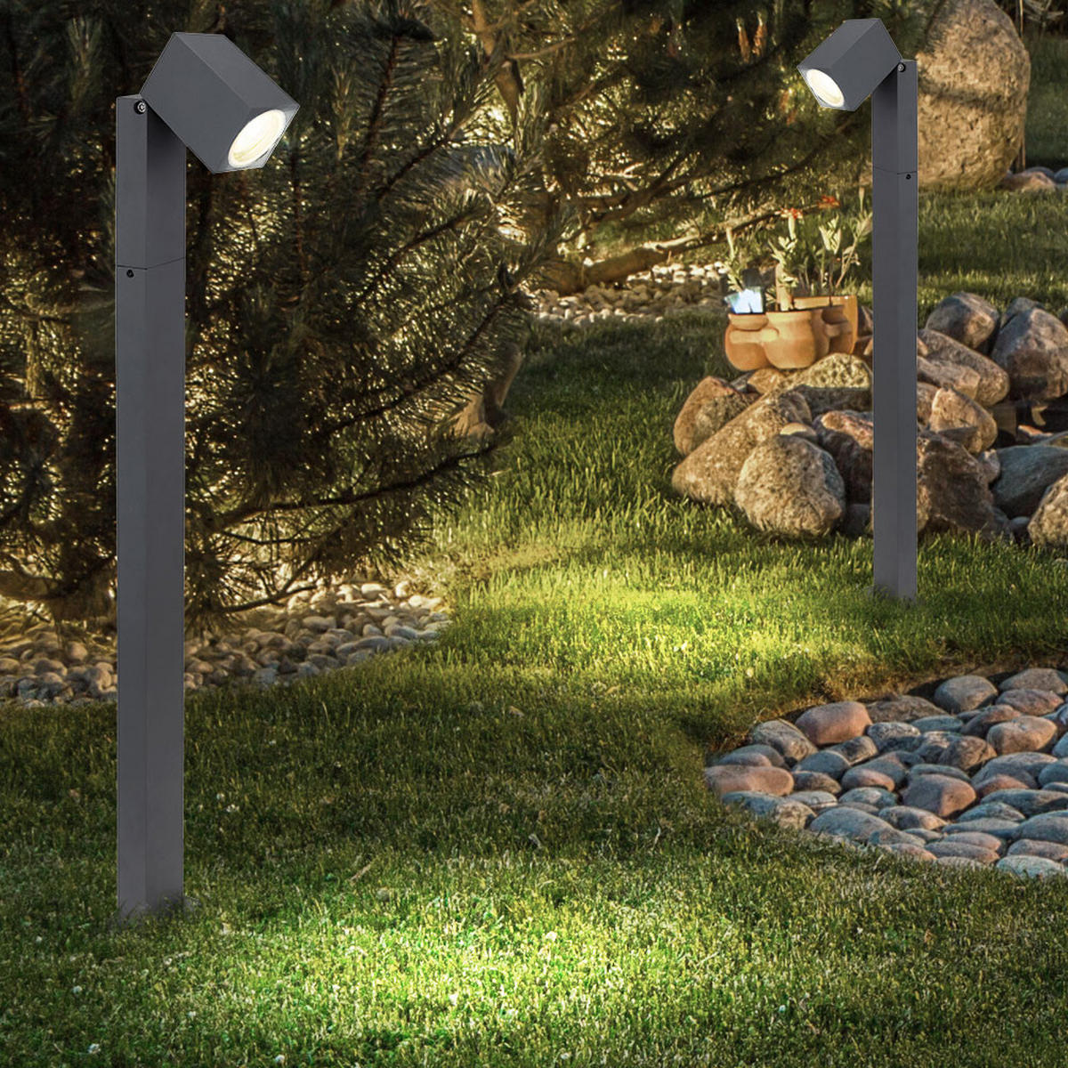 LED STEHLEUCHTE Aluminium Anthrazit - Anthrazit, Metall (11.5/7.2/80cm)